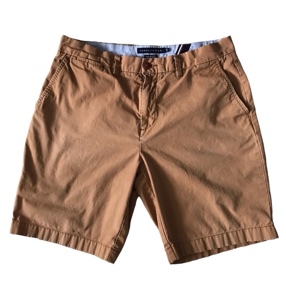 Tommy Hilfiger men’s size 34 flat front shorts classic fit brown color - Picture 1 of 8